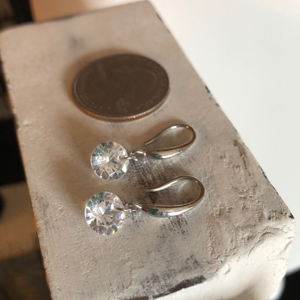 Lever back Rhinestone Earrings - Picture 3 of 3
